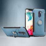 Carbon Fiber TPU + PC Hybrid Cover with Magnetic Car Mount Ring Holder Kickstand for Xiaomi Pocophone F1/Poco F1 (India) – Baby Blue