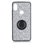 For Xiaomi Redmi S2 / Redmi Y2 (India) Mosaic Pattern Metal PC TPU Hybrid Phone Case with Finger Ring Kickstand – Silver