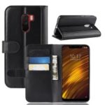 Split Leather Wallet Stand Phone Case for Xiaomi Pocophone F1 / Poco F1 (India) – Black