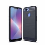 Carbon Fibre Brushed TPU Back Mobile Phone Cover for Oppo Realme 2 – Dark Blue