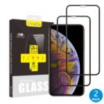 2Pcs/Set ITIETIE Silk Printing 2.5D 9H Tempered Glass Film Anti-explosion Full Screen Protector for iPhone XS Max 6.5 inch – Black