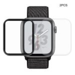 2PCS HAT PRINCE for Apple Watch Series 4 44mm 3D Full Size PET Curved Hot Bending HD Clear Screen Shield – Black/Transparent