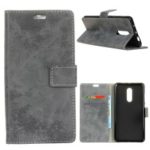 Vintage Style Flip Case for OnePlus 6T PU Leather Wallet Cover – Grey