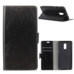 Crazy Horse Wallet Leather Stand Case for OnePlus 6T – Black