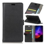 Litchi Skin Wallet Leather Stand Case for Nokia 7.1 Plus / X7 – Black