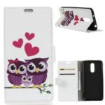 Pattern Printing Stand Leather Wallet Mobile Cover for Nokia 7.1 Plus / X7 – Sweet Owl Family