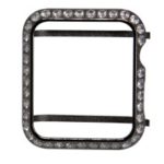 Shiny One-row Rhinestone Decorated Metal Protective Case for Apple Watch Series 3/2/1 38mm – Black