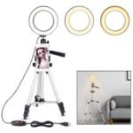 5.7 inch Ring Light LED Camera Light with Tripod Stand Cell Phone Holder Desktop LED Lamp for Video Shooting and Makeup with 3 Light Modes and 10 Brightness Levels