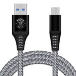 HAT PRINCE Woven Pattern Micro USB Data Sync Charger Cable for Samsung Huawei Xiaomi – Black