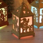 Wood House Tree Hanging Ornaments Festival Holiday Nice Xmas Gift Gradient Color LED Light – Santa Claus