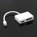 2-in-1 Mini DisplayPort DP Thunderbolt to VGA + HDMI Adapter – White