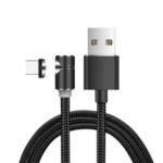 90 Degree L Type Lightning USB Type-C LED Magnetic Charging Cable Nylon Braided Cord for Smartphones – Black