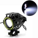 2Pcs/Set U7 Angel Eyes Light 125W CREE Motorcycle Headlight LED Fog Spotlight + Switch – White