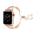 For Apple Watch Series 4 40mm / Series 3 2 1 38mm Watch Bracelet Replacement [Diamond Decor] [Stainless Steel] – Rose Gold