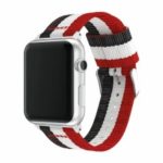 Stripe Style Adjustable Nylon Watch Strap for Apple Watch Series 4 40mm / Series 3 2 1 38mm Watch – Black / White / Red