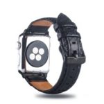 Top Layer Cowhide Leather Watch Band Strap for Apple Watch Series 4 44mm / Series 3 2 1 42mm – Black
