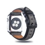 Bi-color Top Layer Cowhide Leather Watch Band for Apple Watch Series 4 44mm / Seires 3/2/1 42mm – Black / Grey