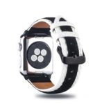 Bi-color [Top Layer Cowhide Leather] Watch Strap for Apple Watch Series 4 40mm / Series 3 2 1 38mm – White / Black