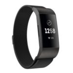 Luxury Milanese Metal Magnetic Watch Strap for Fitbit Charge 3 – Size: S / Black