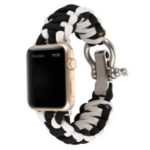 Outdoor Sports Emergency Rope Nylon Rope Braided Watch Strap Band for Apple Watch Series 4 40mm, Series 3 / 2 / 1 38mm – Black / White