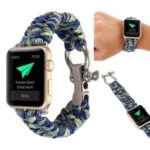 Outdoor Sports Emergency Rope Nylon Braided Watch Band for Apple Watch Series 4 44mm, Series 3 / 2 / 1 42mm – Blue / Green