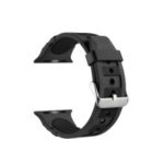 Dual-color Concavo-convex Silicone Watch Band Strap for Apple Watch Series 4 40mm / Series 3 2 1 38mm – All Black