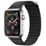 QIALINO Magnetic Loop Genuine Leather Watch Band Strap for Apple Watch Series 4 40mm, Series 3 / 2 / 1 38mm – Black
