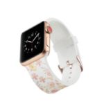 Pattern Printing Soft Silicone Wrist Strap for Apple Watch Series 4 40mm / Series 3 2 1 38mm – Elegant Flowers