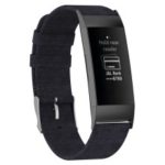 Breathable Canvas Watch Band with Stainless Steel Connector for Fitbit Charge 3 – Black