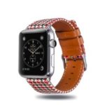 Cloth and Genuine Leather Watch Band for Apple Watch Series 4 40mm, Series 3 / 2 / 1 38mm – 001