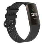 Soft Silicone Sports Watchband for Fitbit Charge 3, Size: L – Black