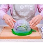 Salad Bowl Household Easy Salad Maker Tool Fruit Vegetable Cutter Tool Kitchen Gadget – Green