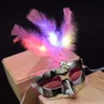 Feather LED Mask Luminous Masquerade Mask Halloween Masquerade Cosplay Costume – Silver