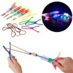 Slingshot LED Helicopter Lighting Toy Flying Arrow Rocket Helicopter Fly Funny Toy Gift – Random
