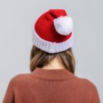 Unisex Christmas Winter Knitted Crochet Beanie Santa Hat Christmas Santa Claus Wool Hat – Red