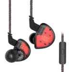 KZ ES4 In-ear HiFi Sports Earphone 3.5mm Wired Earbuds (Microphone Version) – Red