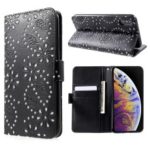 Glittery Powder Flower Wallet PU Leather Magnetic Cover for iPhone XS Max 6.5 inch – Black
