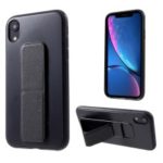 ROAR KOREA Aura Series TPU Casing Shell with PU Leather Kickstand for iPhone XR 6.1 inch – Black