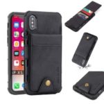 Vertical Flip PU Leather Coated Card Holder PC TPU Hybrid Phone Case for iPhone XS 5.8 inch – Black