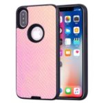 Snake Texture PU Leather Coated TPU + PC Hybrid Case for iPhone XS 5.8 inch – Pink