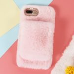 Soft Faux Fur Coated Rhinestone TPU Casing with [Wrist Strap] for iPhone 8 Plus/7 Plus 5.5 inch – Pink