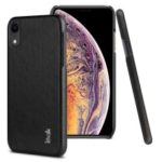 IMAK Ruiyi Series PU Leather Skin PC Hard Phone Case for iPhone XR 6.1 inch – All Black