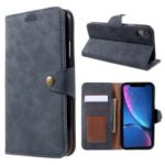 Retro Style Leather Magnetic Stand Wallet Casing for iPhone XR 6.1 inch – Grey