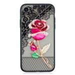 Lace 3D Rhinestone Decor PC TPU Hybrid Mobile Phone Case for iPhone XR 6.1 inch – Rose