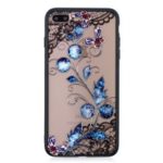 Lace 3D Rhinestone Decor Hybrid Back Case for iPhone 8 Plus / 7 Plus 5.5 inch – Butterfly and Floret