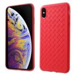 Woven Pattern Flexible TPU Back Phone Casing for iPhone XS Max 6.5 inch – Red