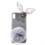 Grey Knot and Venonat Decor Soft Fur Coated Plastic Case for iPhone XS 5.8 inch