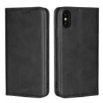 Auto-absorbed Leather Wallet Stand Case for iPhone XS 5.8 inch – Black