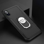 GKK Finger Ring Kickstand TPU + PC Hybrid Case for iPhone XS / X 5.8 inch (Built-in Magnetic Metal Sheet) – Black