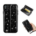 Colorful Series Flash Powder PU Leather + TPU Hybrid Case for iPhone X / XS 5.8 inch – Black
